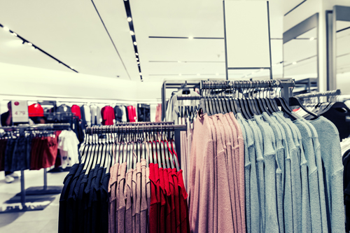 department store clothing with various articles of clothes