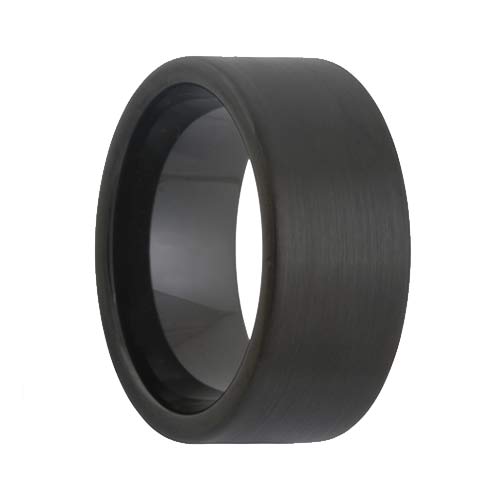 10mm Wide Pipe Cut Satin Black Tungsten Ring