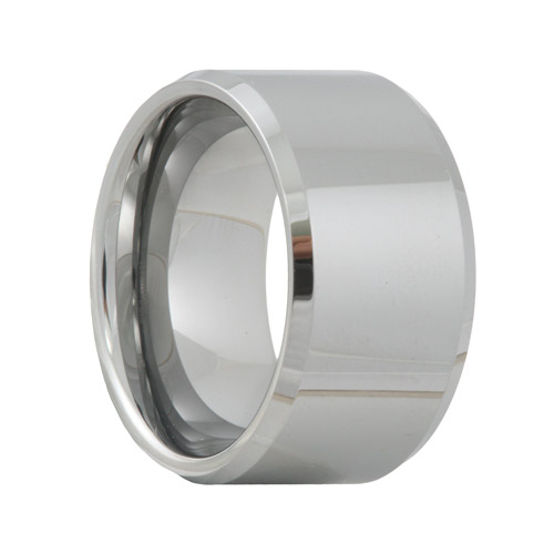 Beveled 12mm Extra Wide Tungsten Ring