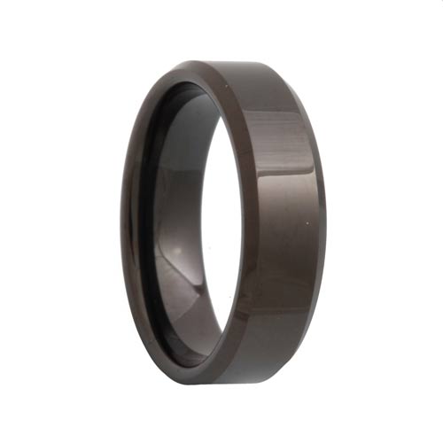 Beveled Black Tungsten Wedding Band