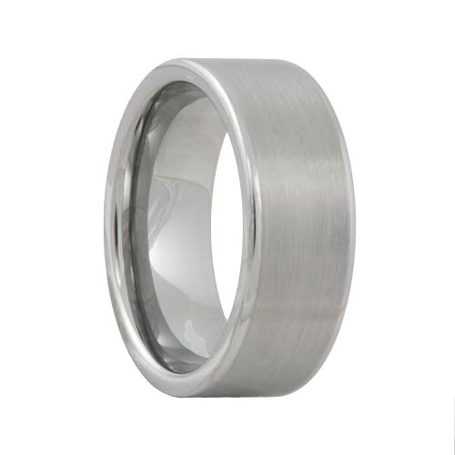 Pipe Cut Satin Mens Tungsten Band Polished Edges