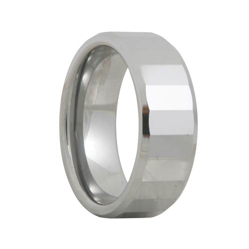 Mens Tungsten Carbide Ring Rectangular Facets