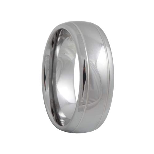 White Tungsten 2 Groove High Polish Ring (6mm - 8mm)