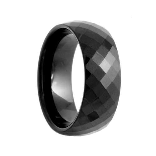 Diamond Facets Black Tungsten Wedding Band (6mm - 8mm)