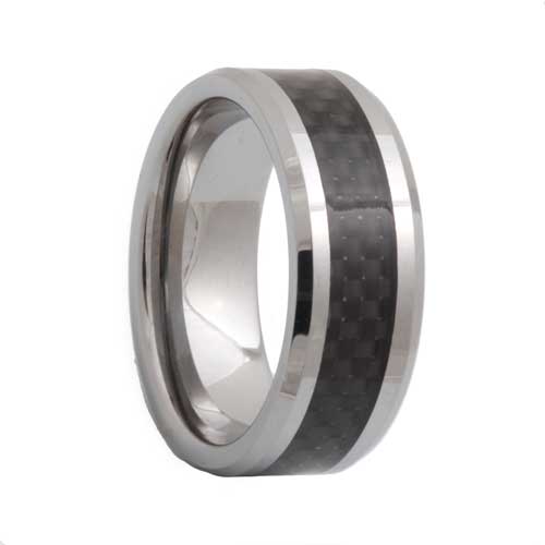 Black Carbon Fiber Mens Tungsten Carbide Band