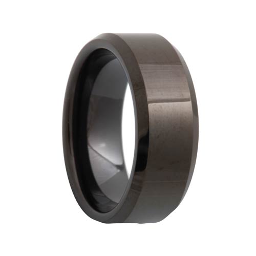 Beveled Black Tungsten Ring (6mm - 12mm)