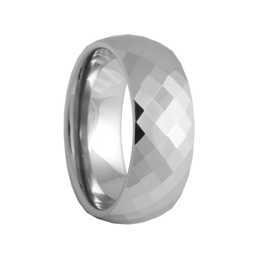 Diamond Faceted Mens Tungsten Band (4mm - 8mm)