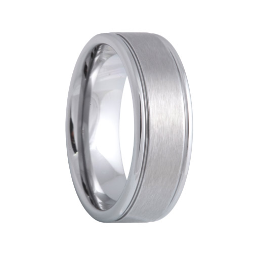 Matte Grooved Tungsten Carbide Wedding Band