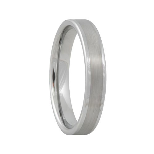 Brushed Flat Tungsten Band with Polished Edges