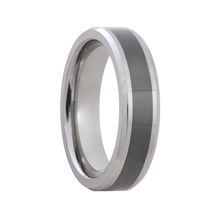 Black Ceramic Inlay Tungsten Carbide Band Beveled