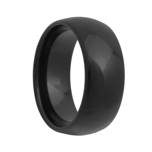 Rounded 10mm Wide Black Tungsten Wedding Band