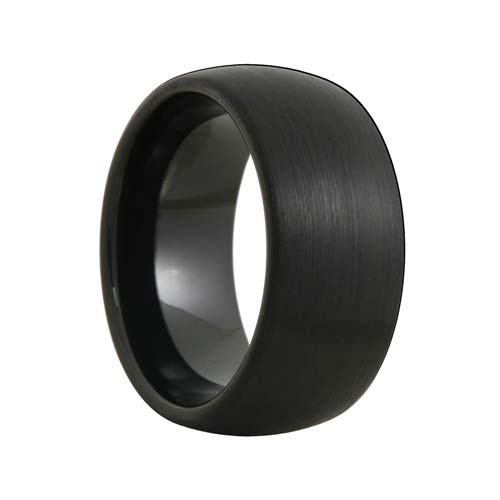 Domed 10mm Wide Satin Black Tungsten Ring