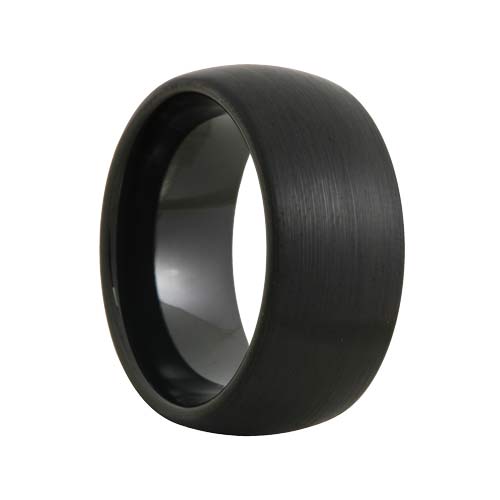 Domed 10mm Wide Satin Black Tungsten Ring