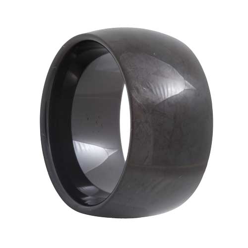 Dome 12mm Extra Wide Black Tungsten Carbide Ring