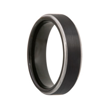 Black Tungsten Band Matte Finish Raised Step Edges