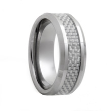 White Carbon Fiber Men's Tungsten Carbide Band