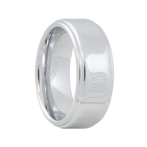 White Tungsten Raised High Polish Ring (6mm - 8mm)