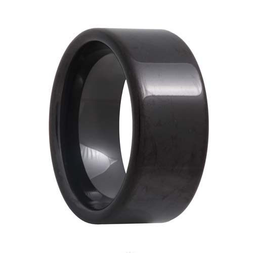 Pipe Cut 10mm Wide Black Tungsten Wedding Band