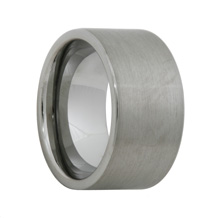 14mm Pipe Cut Brush Extra Wide White Tungsten Ring