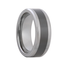 Ceramic Inlaid Tungsten Ring with Bevels (6mm - 8mm)