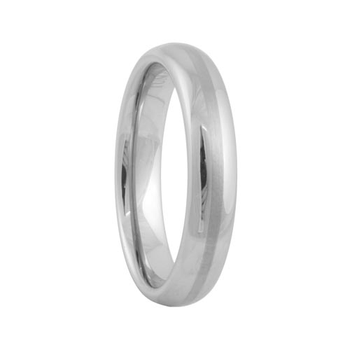 Round Brushed Stripe Tungsten Engagement Wedding Band