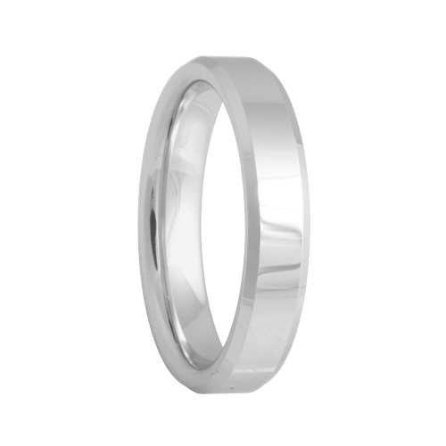 Polished Beveled Scratch Resistant Tungsten Ring