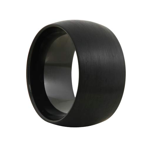 12mm Round Extra Wide Satin Black Tungsten Band