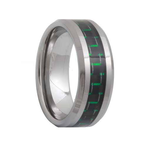 Black Green Carbon Fiber Tungsten Wedding Ring