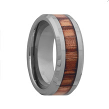 Tungsten Zebra Wood Inlaid Carbide Band (6mm - 8mm)