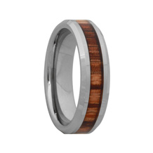 Zebra Wood Grain Inlay Tungsten Carbide Wedding Ring