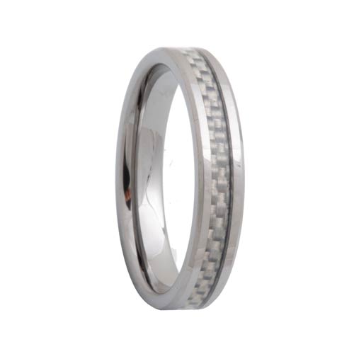 White Carbon Fiber Women's Tungsten Carbide Band