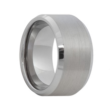 10mm Wide Matte Finish Beveled Tungsten Carbide Band