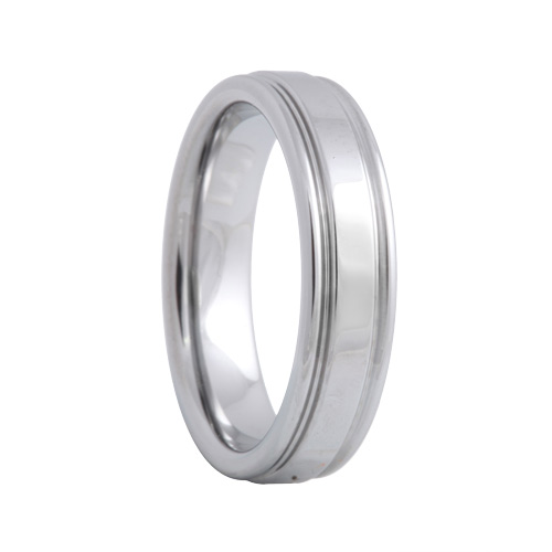 Grooved High Polish Shine Tungsten Carbide Band