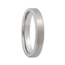 Matte 4mm White Tungsten Carbide Band with Bevels