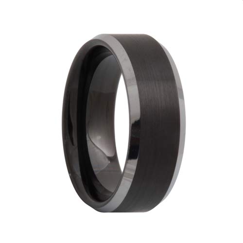 Matte Black Tungsten Carbide Band Polished Edges