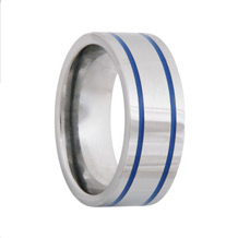 Tungsten Ring Grooved Blue Resin lines (6mm - 8mm)