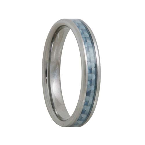 Blue Carbon Fiber 4mm Tungsten Carbide Wedding Band