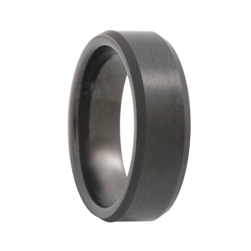 Beveled Satin Black Tungsten Band (6mm - 8mm)