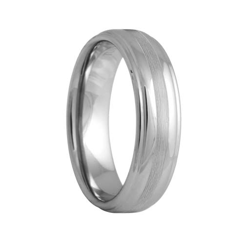 Step Edge Tungsten Ring with a Satin Stripe