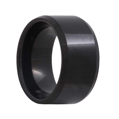 Beveled 12mm Extra Wide Black Tungsten Ring