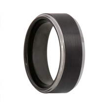 Raised Satin Center Black Tungsten Ring (6mm - 8mm)