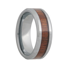 Koa Wood Inlaid Tungsten Wedding Band (6mm - 8mm)