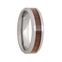 Koa Wood Grain Inlay Tungsten Wedding Band