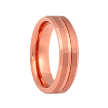 Satin Finish Rose Gold Plated Beveled Edge Tungsten Band