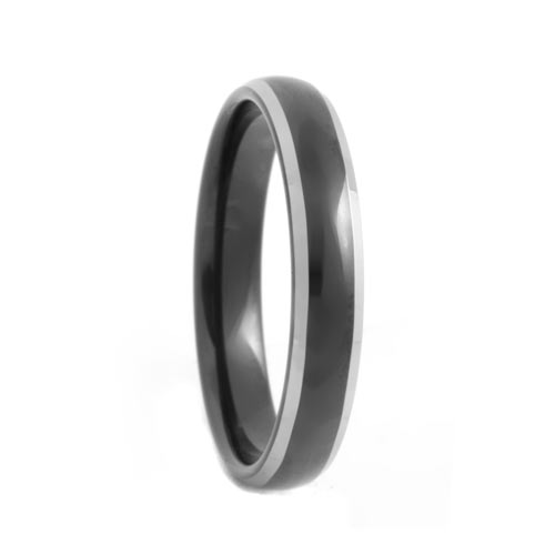 Dome 4mm Black Tungsten Band with Polished Beveled Edges