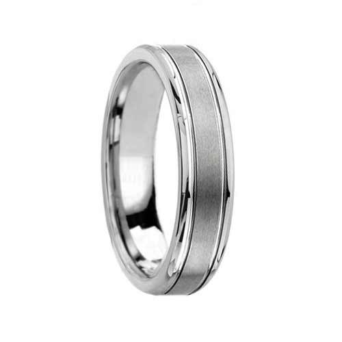 Satin Designer Tungsten Wedding Ring with Grooves