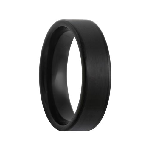 Flat Satin Center Polished Edges Black Tungsten Band